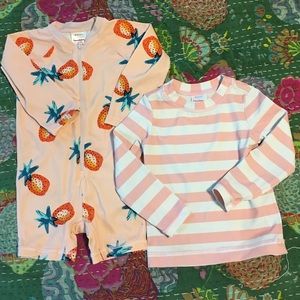 Hanna Andersson 85 cm (2T) girls rash guard swimsuit bundle